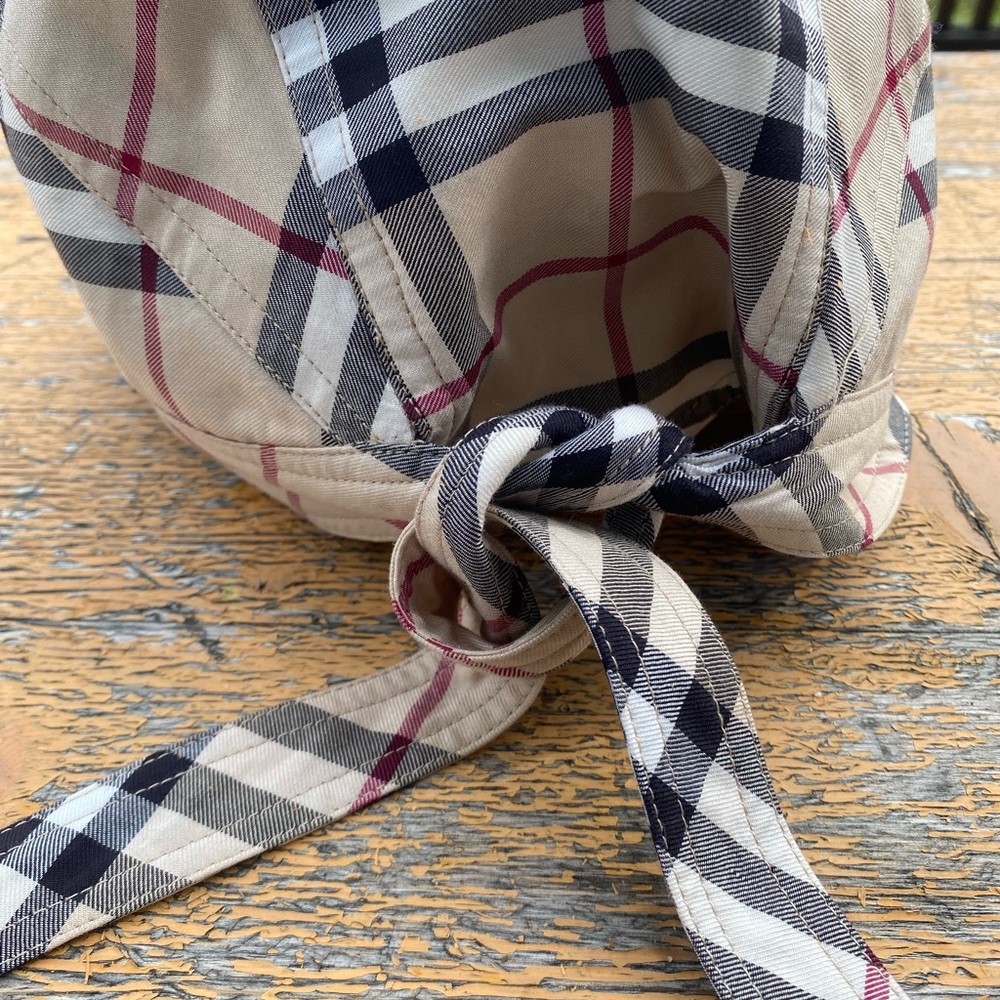 Burberry London Nova Check Plaid Cotton Hat with Bow M Medium - Picture 5 of 7
